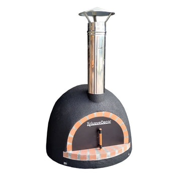 Black clay pizza oven - outdoor wood burning